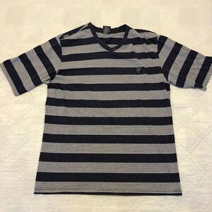 Enyce blue gray striped V neck T shirt‎ 4X